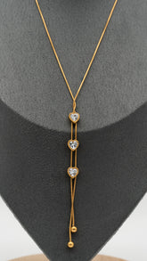 Golden Trilove Lariat  Necklace